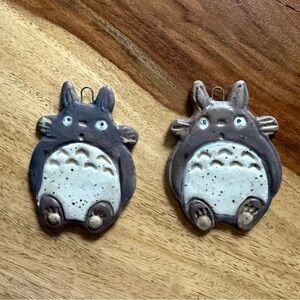 Ceramic Totoro ornaments clay pottery art handmade studio Ghibli